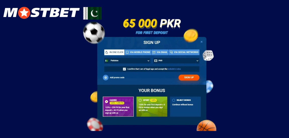 Step-by-step registration on the Mostbet PK website